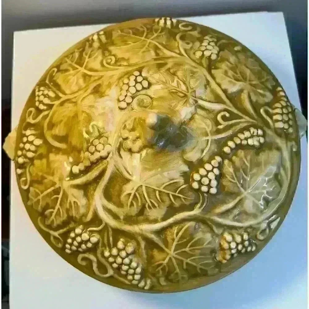 Vintage Perigrappa of Deruta Italy Round Covered Vegetable Serving Dish Yellow - Picture 5 of 10